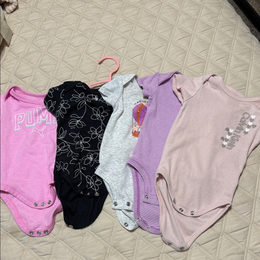 Puma Kids Bodysuit Set - Pink, Black, Gray, Purple